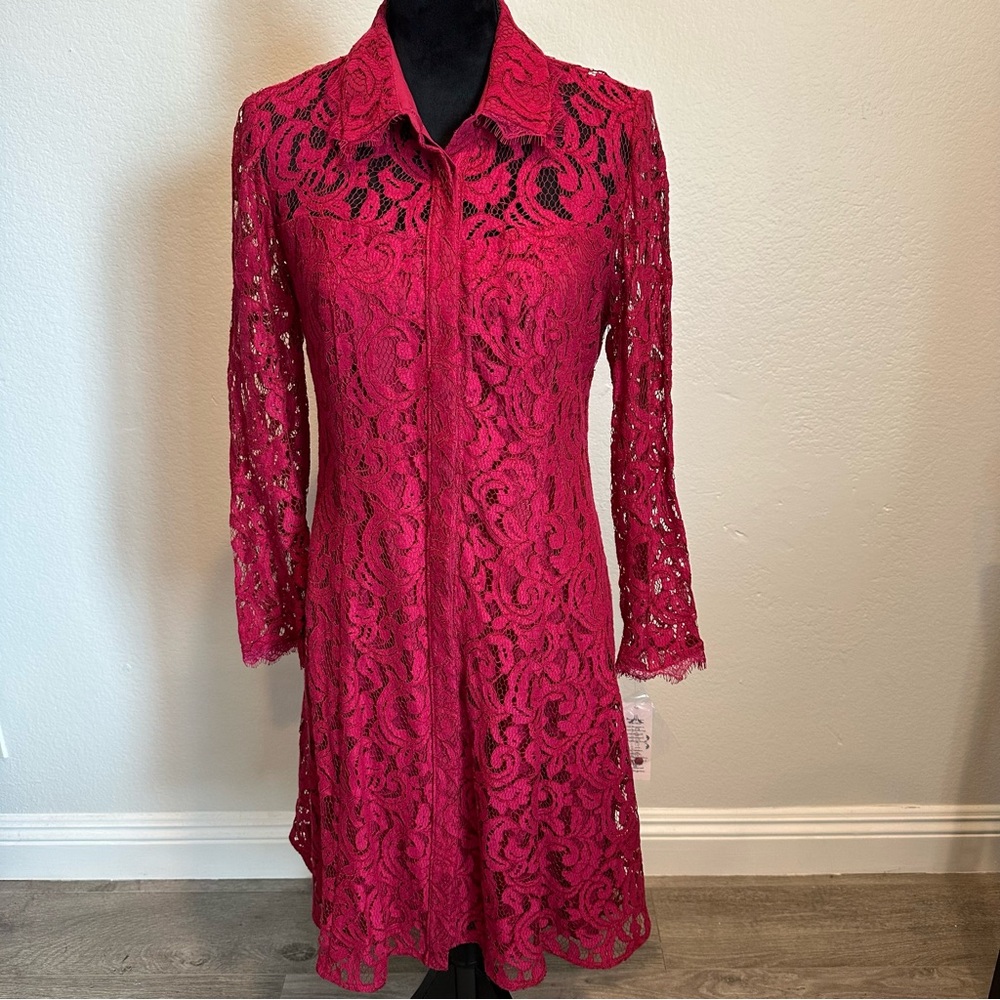 Nanette Lepore Vibrant Pink Lace Dress, NWT Luxury Vibe, Party Dress, Formal